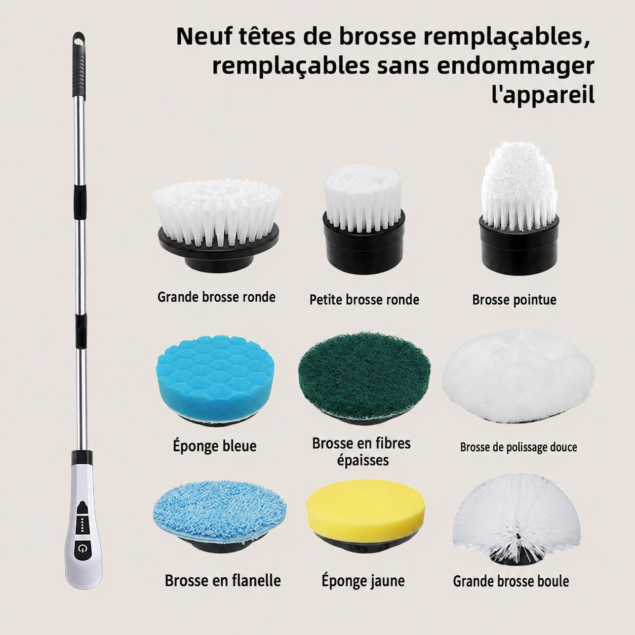 Electric Spin Scrubber - Powerful Multi-Purpose Rotating Brush for Effortless Cleaning