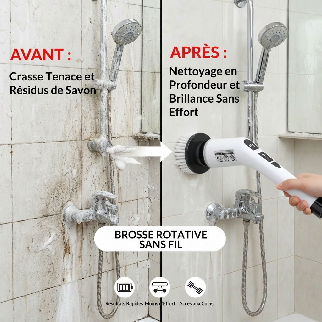 Spin Scrubber Électrique - Brosse Rotative Puissante Multi-Usage pour Nettoyage sans Effort